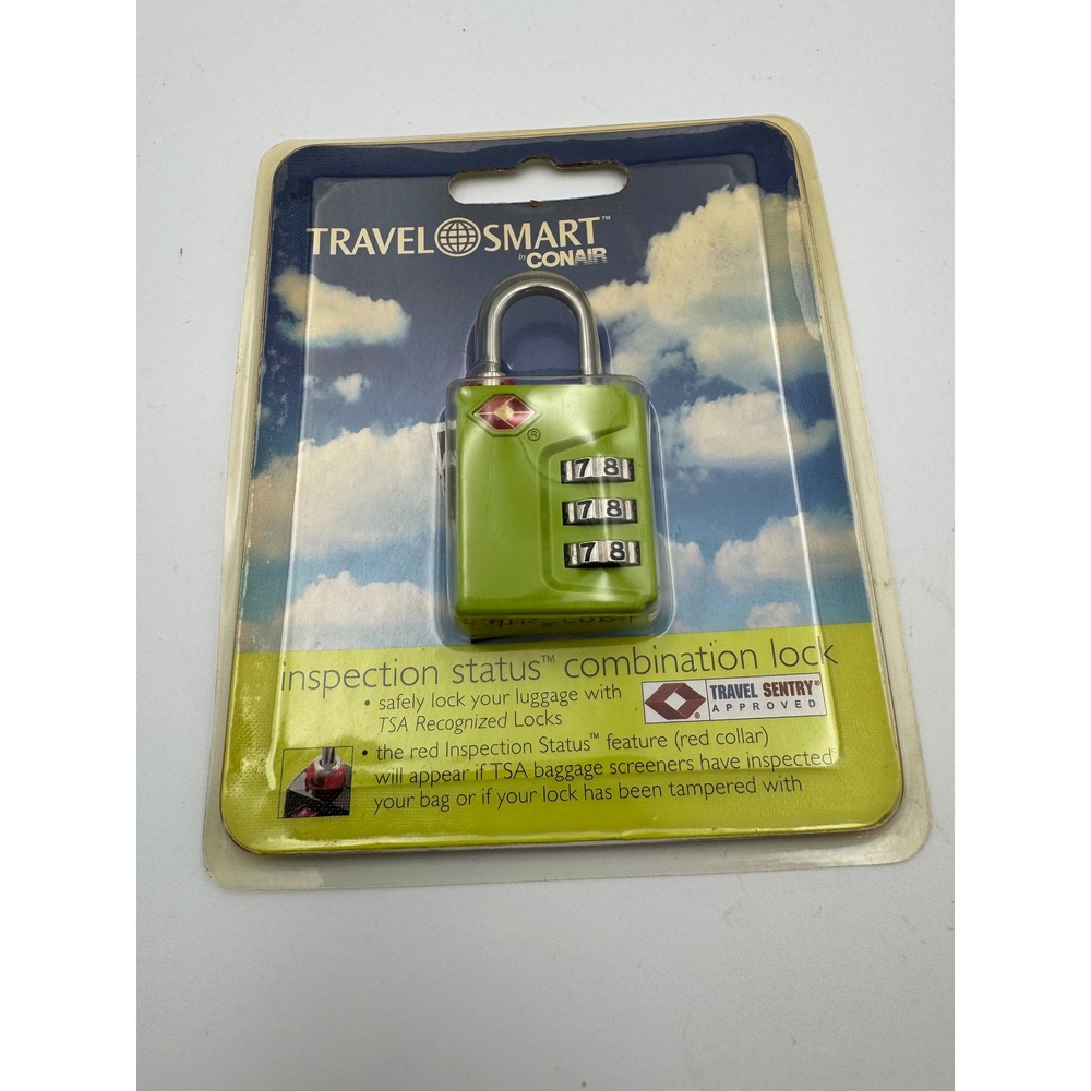Travel Smart by Conair TSA Approved Combination Luggage Lock Green TS390 NEW